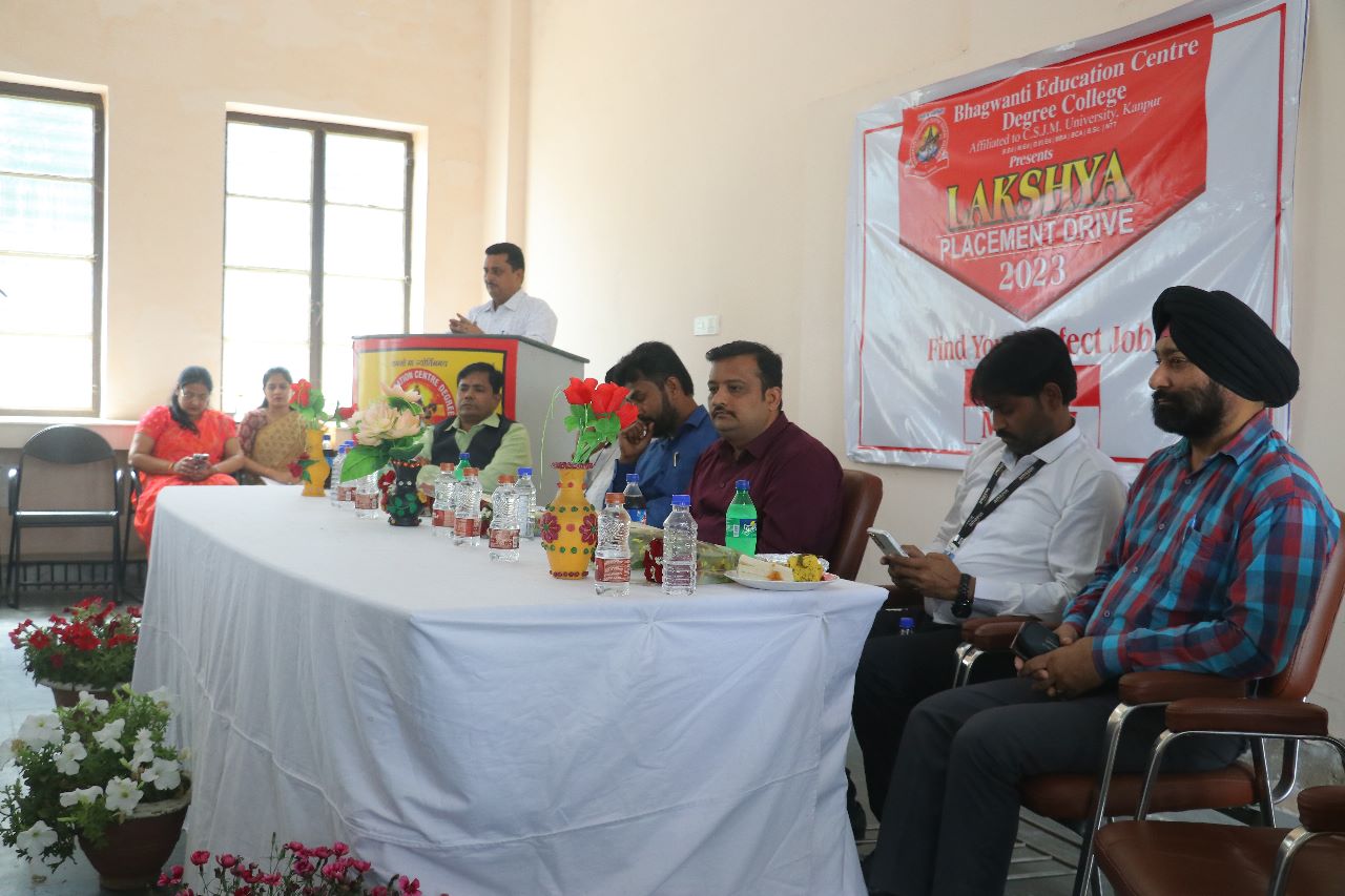 Prakhar Mishra delivering motivational speech at Bhagwanti Education Centre Degree College